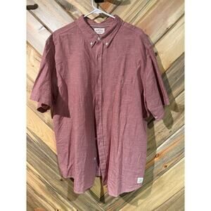 Weatherproof Vintage Washable Linen Shirt, Mens XXL Red ButtonUp S/SL